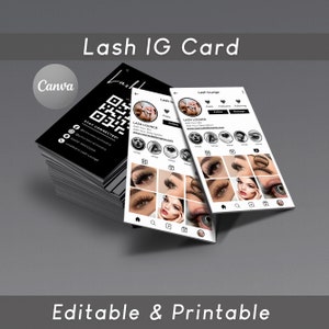 2025 Instagram Visitenkarte, IG Lash Tech Visitenkarten, DIY bearbeitbare Visitenkartenvorlage, QR-Code Visitenkarte, Canva bearbeitbar