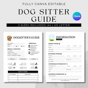 Dog Sitter Instructions Template Printable Pet Sitter Template Pet Sitter & House Sitter Instructions Canva Template Instant Download