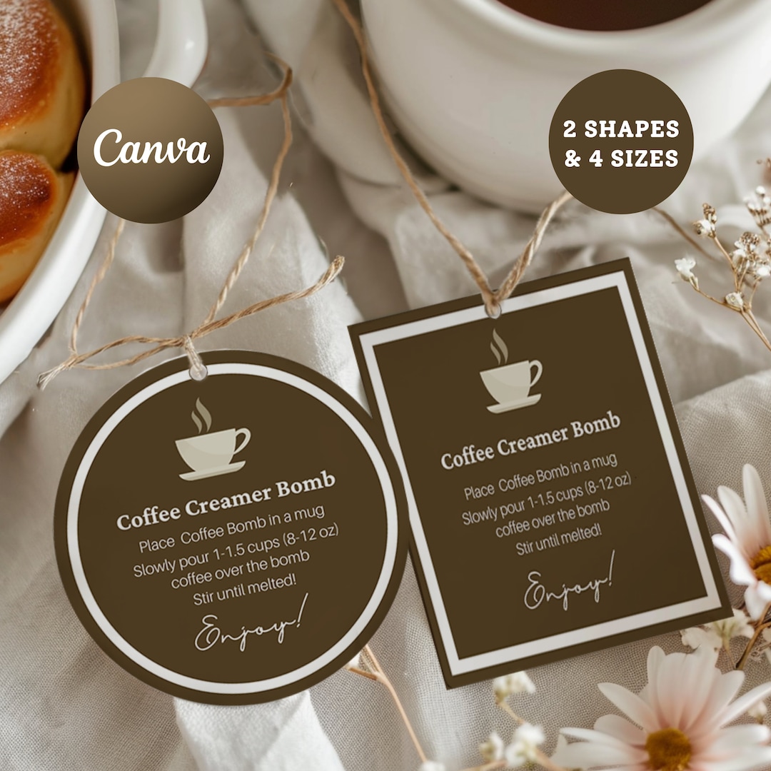 Coffee Creamer Tags, Hot Chocolate Bombs Tags, Printable Coffee Creamer