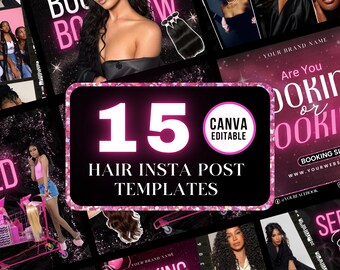 15 publicaciones de Instagram sobre cabello, marca de negocio de cabello, Instagram de peluquería, Canva editable para hacer uno mismo, plantilla de Instagram sobre cabello, plantilla de marca de belleza