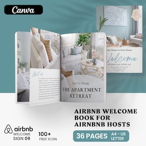 Airbnb Welcome Book Template, Airbnb Signs, Editable Airbnb House Guide Canva, VRBO Welcome Book, Airbnb Guest Book Vacation Rental Template