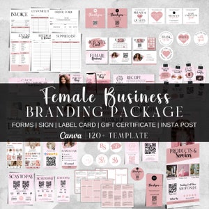 120+ Female Business branding bundle canva templates,Order Forms Invoice Template Bundle, Scan to pay, Business card Instant Download