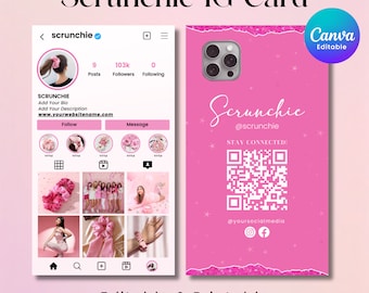 2025 Instagram Business Card, IG Business Card, Scrunchie IG Business Card, QR code Business Card, Instagram Business Cards