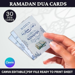 30 cartões ramadan dua 30 dias dua ramadã imprimível 30 dias ramadan decoração dua flashcard cartão flash islâmico dua imprimível cartão de oração do ramadã