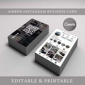 Szablon karty na Instagramie Airbnb, wizytówka na Instagramie, szablon wizytówki DIY Canva, wizytówka z kodem QR Airbnb, szablon Canva