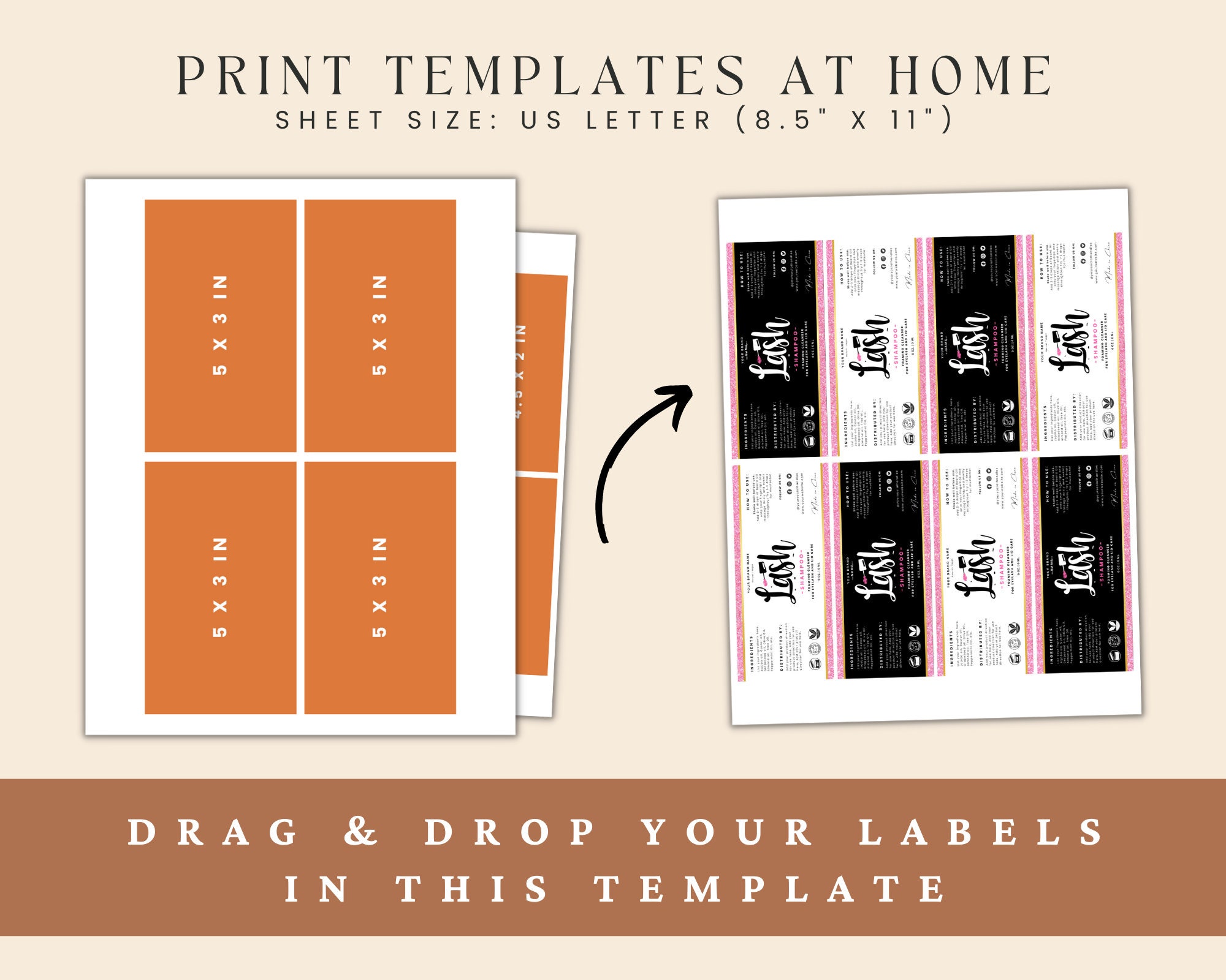 Lash Product Label Design Lash Shampoo Label Template Diy Etsy