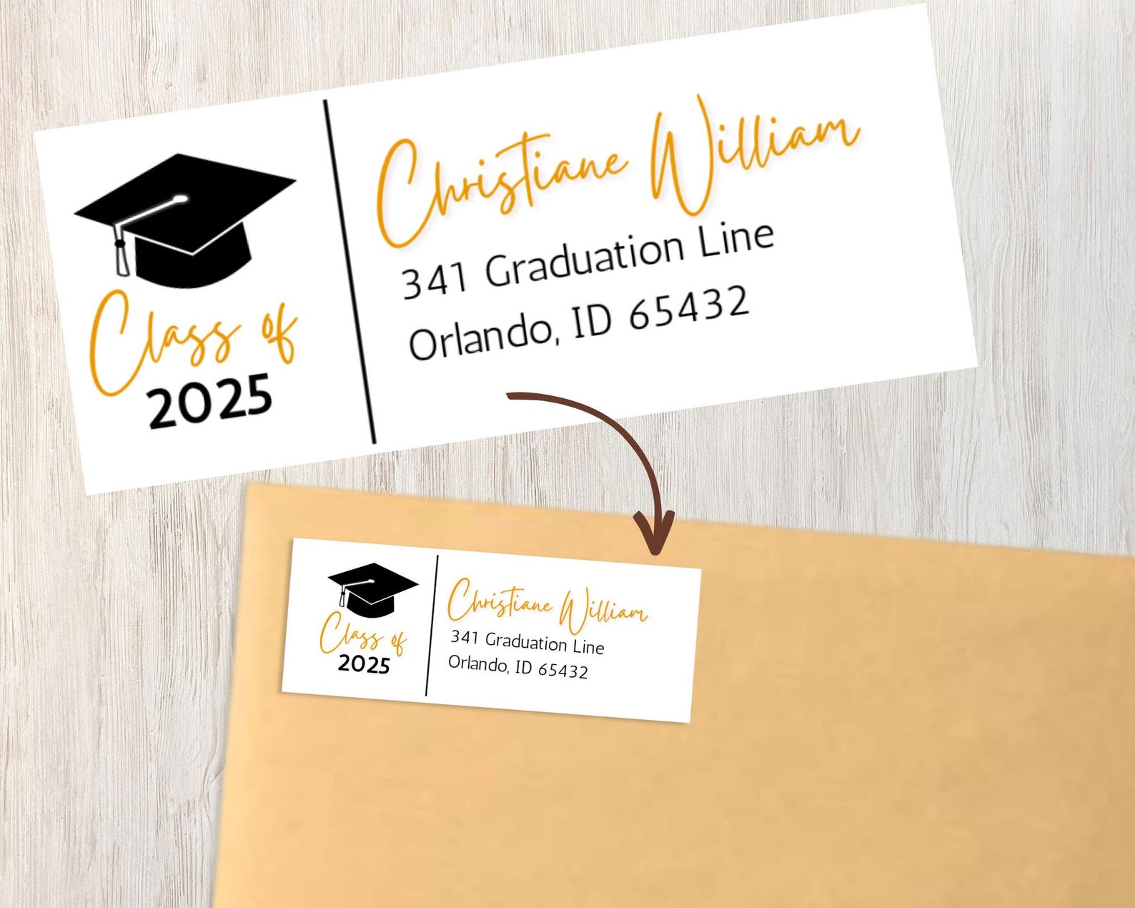 Graduation Announcement Mailing Labels: Class of 2025, Editable in ...