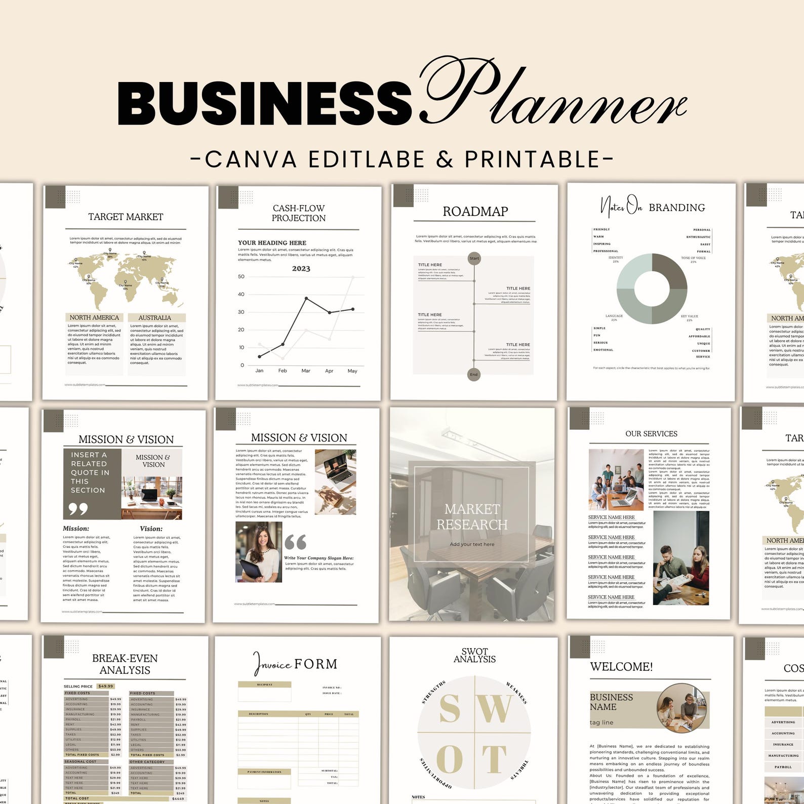 Business Plan Templates: Printable Canva Planner (digital Download