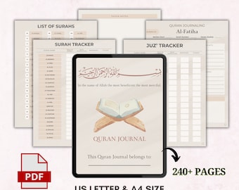 Quran Journal Digital, Quran Study, Quran Tracker, Quran Journaling, Quran workbook, Ramadan Journal, Digital Islamic Book, Printable PDF