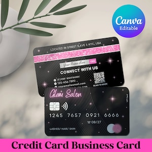 Diy Business Credit Card Styled, Credit Card Holder, Credit Cards Template Design, Business Card Holder, Digital Business Card Edit In Canva