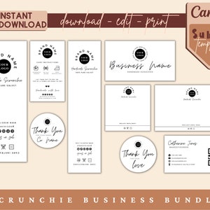 Scrunchie Business Bundle, Editable Scrunchie Tag, Customizable Tag for Scrunchie Business, Canva Template, Instant Download
