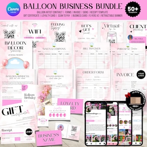 50+ Balloon Garland Artist Business Forms Bundle, Balloon Artist Contract, Balloon Price List, Event Decor Business, Canva Templates