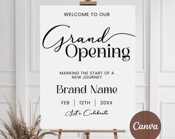Grand Opening Welcome Sign, Grand Opening Party Sign, Opening Soon Sign, Business Opening Welcome Sign, Business Signage Canva Template