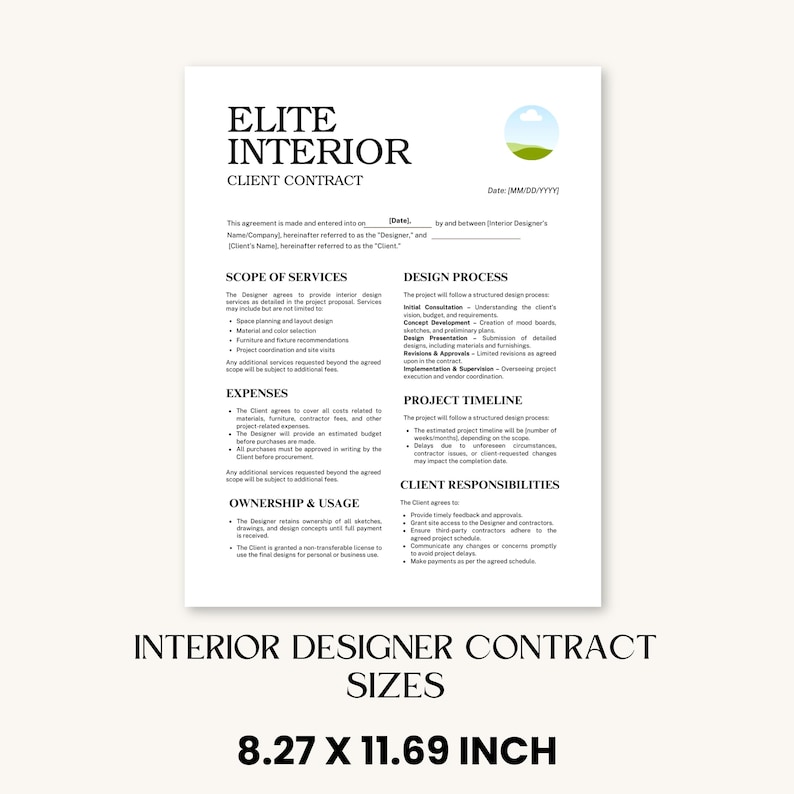 Interior Designer Client Contract, Interior Design Services Agreement ...
