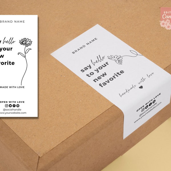 Box Seal Sticker Template, Editable Box Label, Printable Shipping Label, Modern Editable Packaging Label, Instant Download