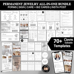 Kit de démarrage d'entreprise de bijoux permanents, lot de bijoux permanents, formulaires de consentement pour bijoux permanents, entretien de bijoux permanents et cartes de visite