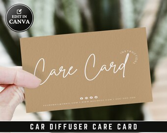 Car Diffuser Care Card Template: Printable Instructions (Digital Download)