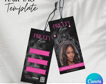Hair Hang Tag Template, Editable Hair Tag, DIY Hair Hang Tag Design, Hair Business Tags, Hair Packaging, Canva Template, Instant Download