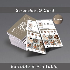 Cartão de visita do Instagram 2025, cartão de visita do IG, cartão de visita do Scrunchie IG, cartão de visita com código QR, cartões de visita do Instagram