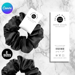 Etichette Scrunchie stampabili, Etichetta Scrunchie modificabile, Etichetta personalizzabile per Scrunchie Business, Modello Canva, Download istantaneo