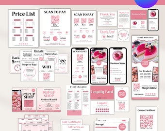 40+ Small Business Craft Show Bundle, Editable Scan To Pay Signs, Price List Template, Order Form Template, QR Code Signs, Canva Template