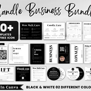 Editable Candle Business Bundle, Printable Care Instructions Card, Candle Care Card, Candle Label, Thank You Card, Order Form Canva Template
