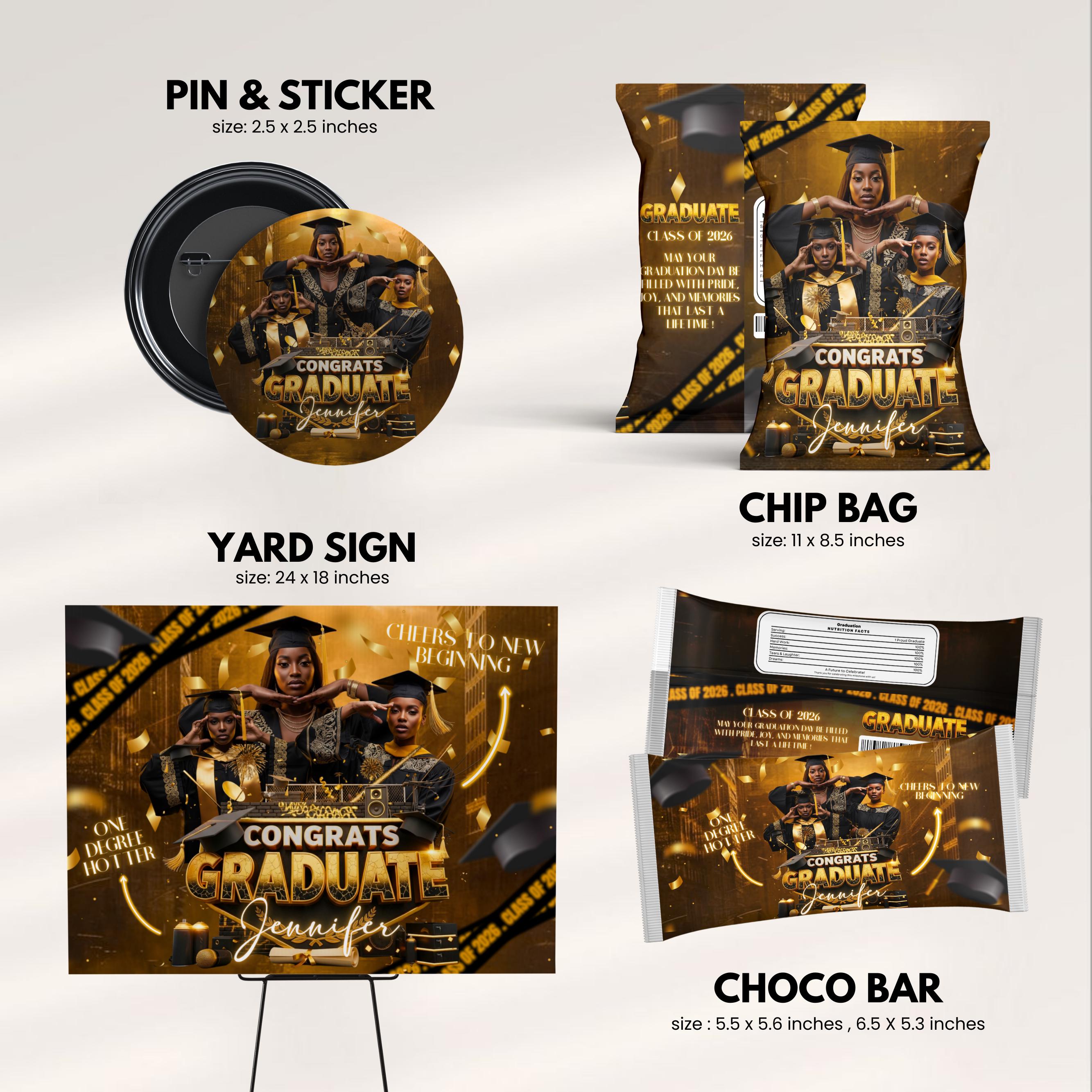 Graduation Party Favor Bundle, Gold and Black Class of 2026 Treat ...