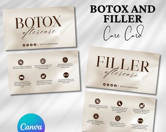 Editable Botox and Filler Aftercare Card, Dermal Filler Aftercare Card, Botox and Filler, Esthetician Template, Skincare Canva Template
