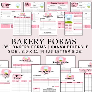 Afdrukbaar Bakkerijbestelformulier, Taartbestelformulier, Cookiebestelformulier, Bakkerijbedrijf bestelformulier Canva-sjabloon, Taartfactuurformulier Instant download
