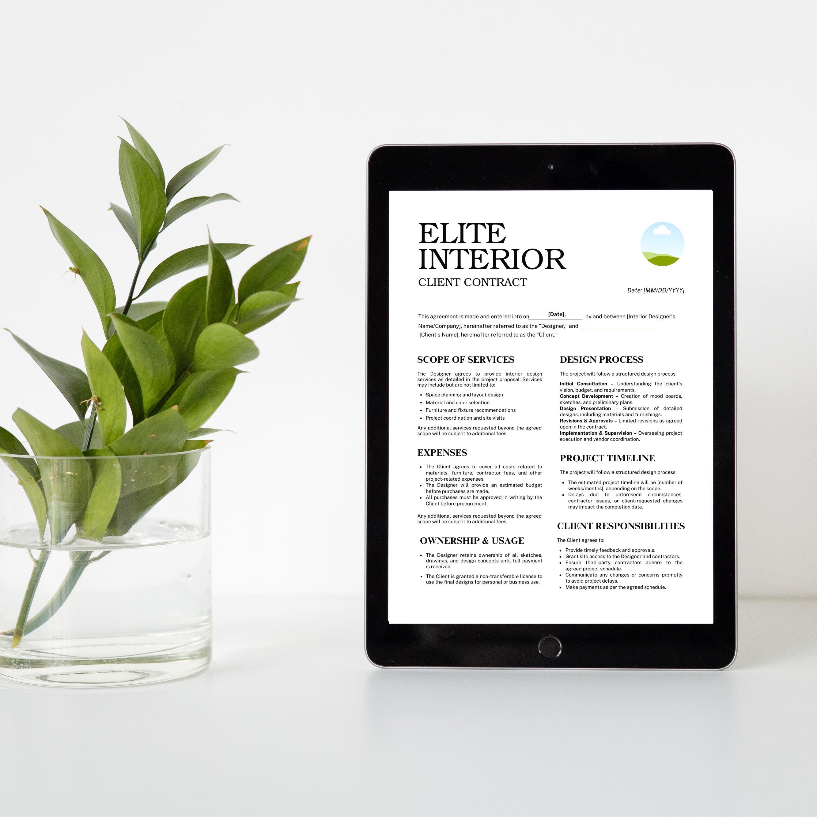 Interior Designer Client Contract, Interior Design Services Agreement ...