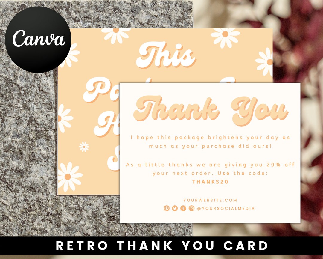 Retro Business Thank You Card Template: Editable Canva Design (digital ...