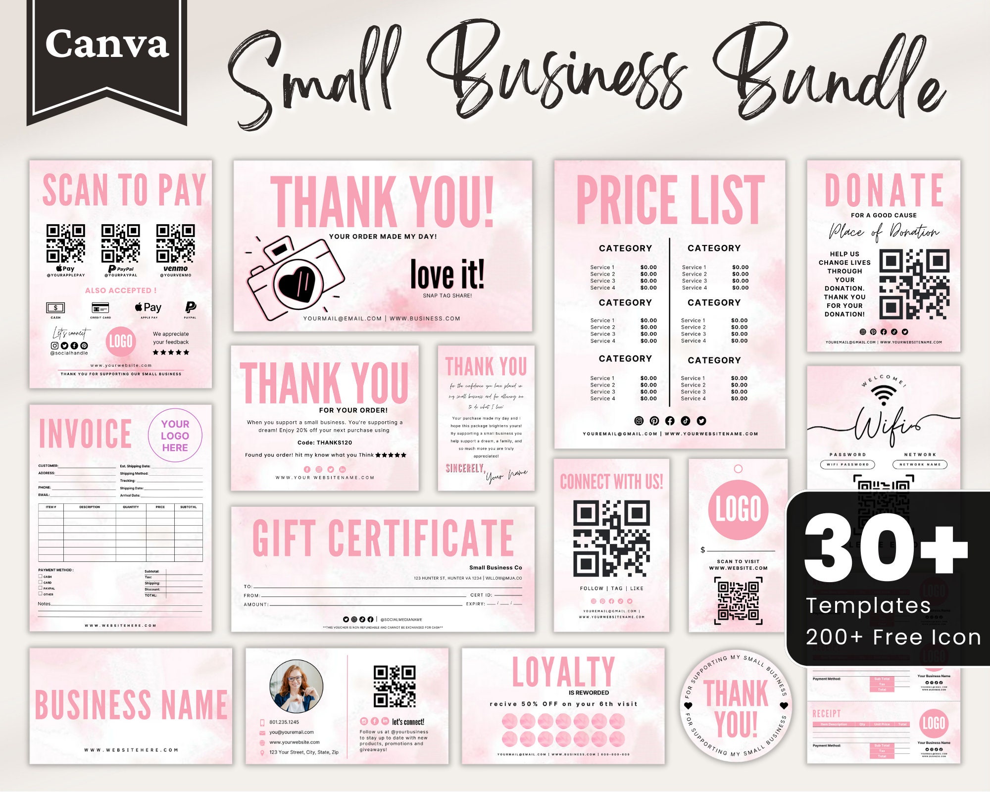 Craft Show Bundle, Order Form Template, Craft Fair Template, Scan To Pay Template, Small Business Bundle, Price List Template