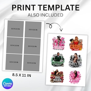 Bundel verjaardag ontwerpsjabloon, 30+ verjaardagssticker, stickers piepschuim beker, T-shirtontwerpen, bewerkbare roze cheetah, cowgirl, casino, Y2k-ontwerp afbeelding 8