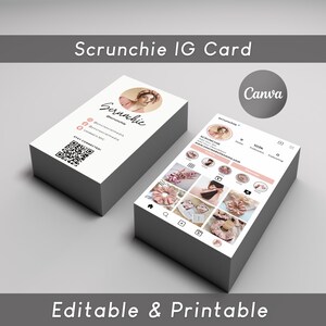 Scrunchie IG Visitenkarte Vorlage, 2024 Instagram Visitenkarte Canva, Scrunchie Qr-Code Visitenkarte, Printable Social Media Karte