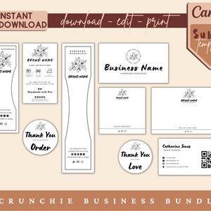 Scrunchie Business Bundle, Editable Scrunchie Tag, Customizable Tag for Scrunchie Business, Canva Template, Instant Download