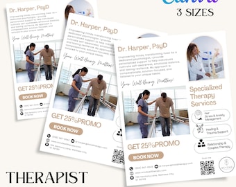 Mental Health Therapist Flyer, Counseling Psychology Therapy Flyer, Counseling Therapist Template, Counselor Service Flyer Canva Template