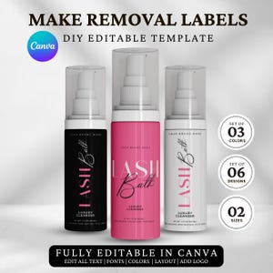 DIY Lash Shampoo Labels, Editable Eyelash Foam Cleanser Shampoo Bottle Sticker, Lash Bath Labels, Custom Wrapper sticker, Canva Template