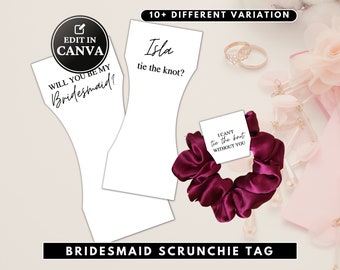 Bridesmaid Scrunchie, Scrunchie Tag, Scrunchie Tag Template, Bridesmaid Tag, Scrunchie Tags, Bridesmaid Proposal, Modern Bridesmaid