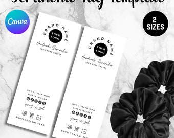 Printable Scrunchie Hang Tags, Editable Scrunchie Tag, Customizable Tag for Scrunchie Business, Canva Template, Instant Download
