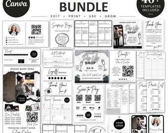 Craft Show Templates Bundle Order Form Price List Scan To Pay Template Editable Business Sign Bundle QR Code Sign Business Cards Template