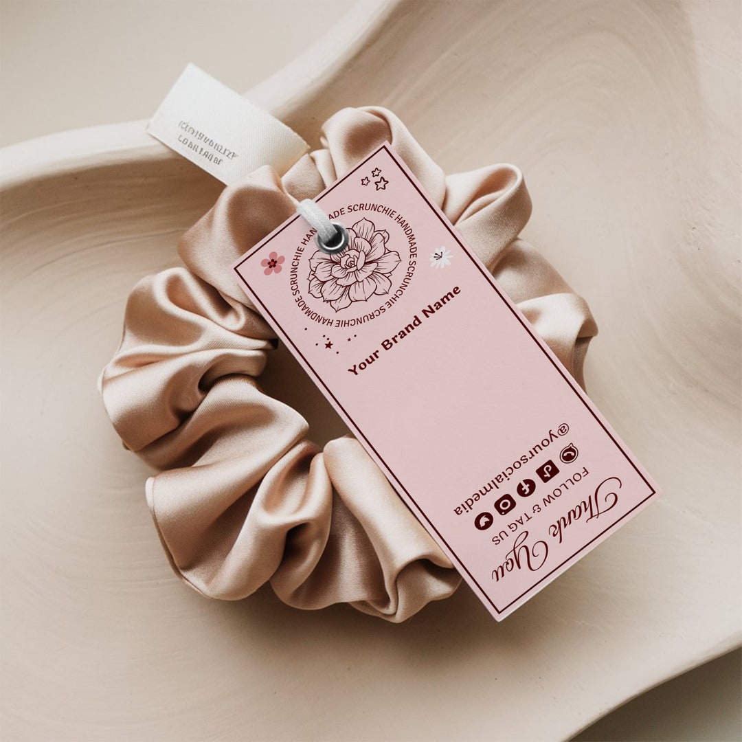 Printable Scrunchie Hang Tags, Editable Scrunchie Tag, Customizable Tag ...