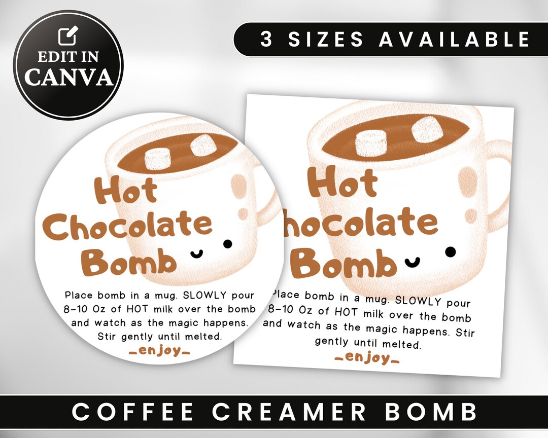 Editable Coffee Creamer Bomb Tag Coffee Creamer Label Hot Etsy