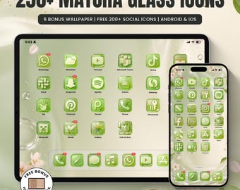 250+ Matcha Glass App Icons Iphone Android App Icons Cute App Icons 6 Wallpapers iPhone Icon Pack iOS Theme Apple Android Custom Icon Bundle