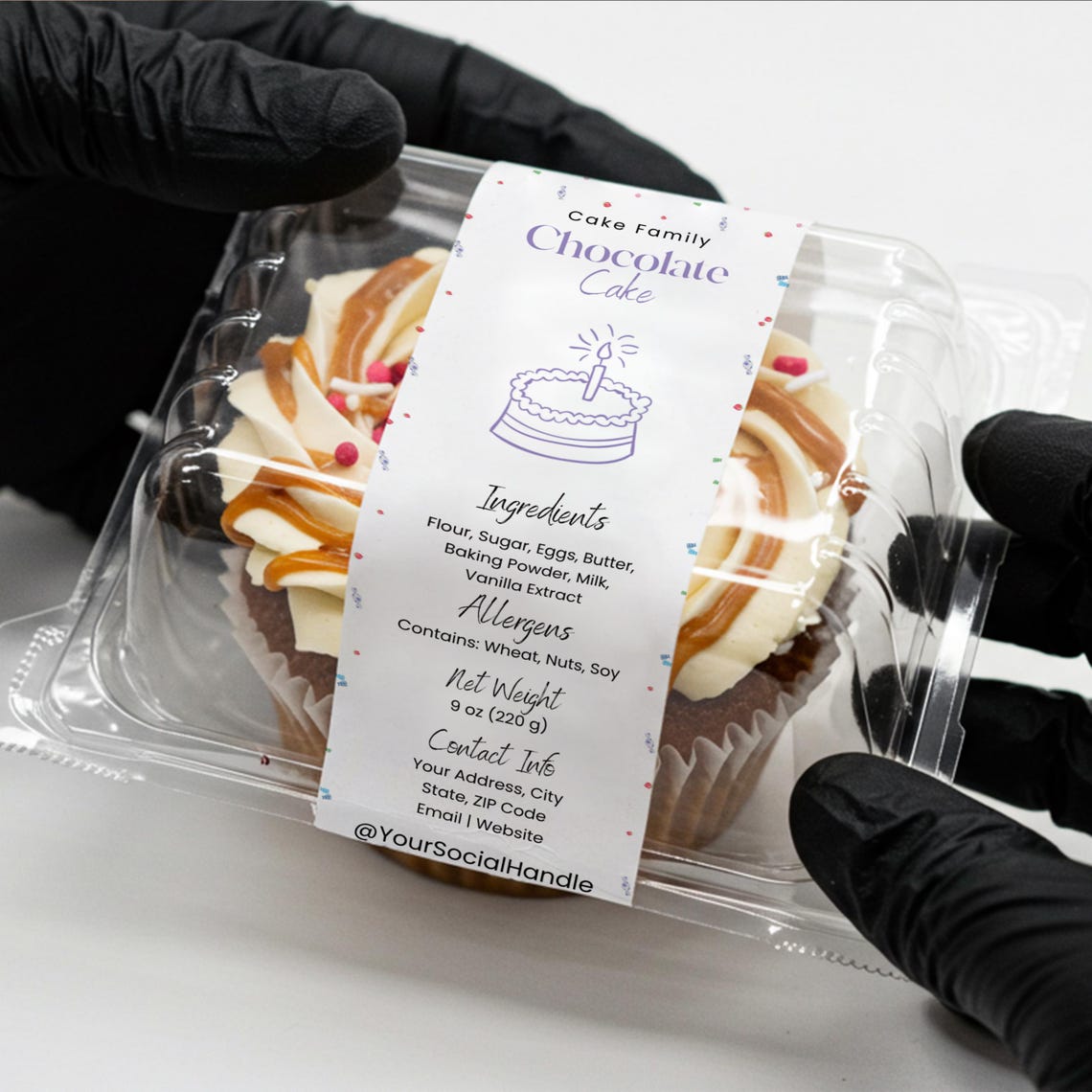 Mini Cake Tin Label, Editable Bakery Label, DIY Bakery Label, Small ...