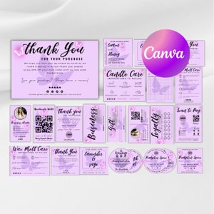 Candle Business Bundle, Candle Care Card, Candle Labels, Scan To Pay Sign, Wax Melt, Canva Template, Invoice, Order Form, Price List