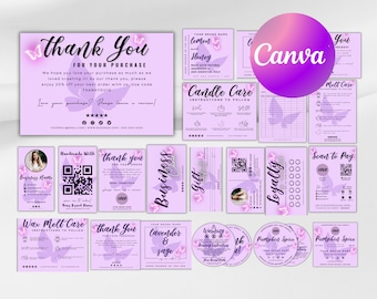 Candle Business Bundle, Candle Care Card, Candle Labels, Scan To Pay Sign, Wax Melt, Canva Template, Invoice, Order Form, Price List