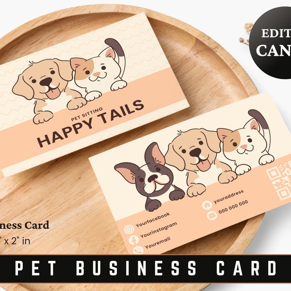 Pet Sitting Business Card Template, Dog Walking Business, Pet Boarding, Animal Business Card Design, Editable Business Card, Small Business