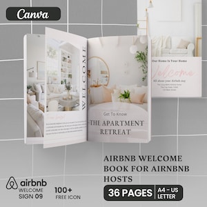 Airbnb Welcome Book Template, Airbnb Signs, Editable Airbnb House Guide Canva, VRBO Welcome Book, Airbnb Guest Book Vacation Rental Template