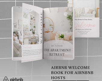 Modello di libro di benvenuto Airbnb: guida della casa e cartelli (modificabile con Canva)