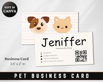 Pet Business Card Template: Dog Walker, Pet Sitter (Digital Download)